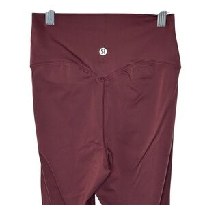 Lululemon Leggings Women’s Size 4 Burgundy Athleisure Yoga Pants High Rise Logo